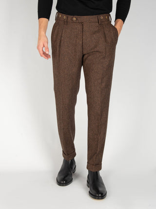 Pantalone 'Barber' Spinato - Marrone