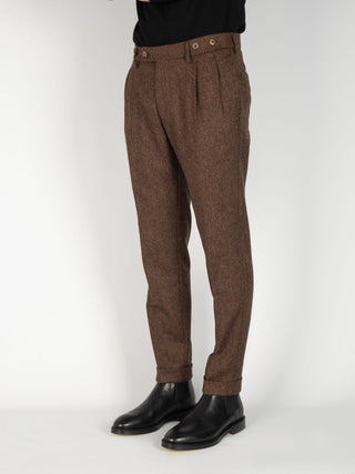 Pantalone 'Barber' Spinato - Marrone