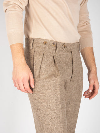 Pantalone 'Barber' Spinato - Cammello