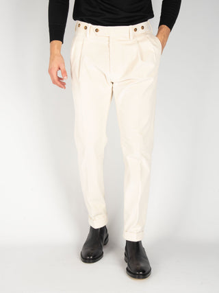 Pantalone 'Barber' Velluto - Bianco