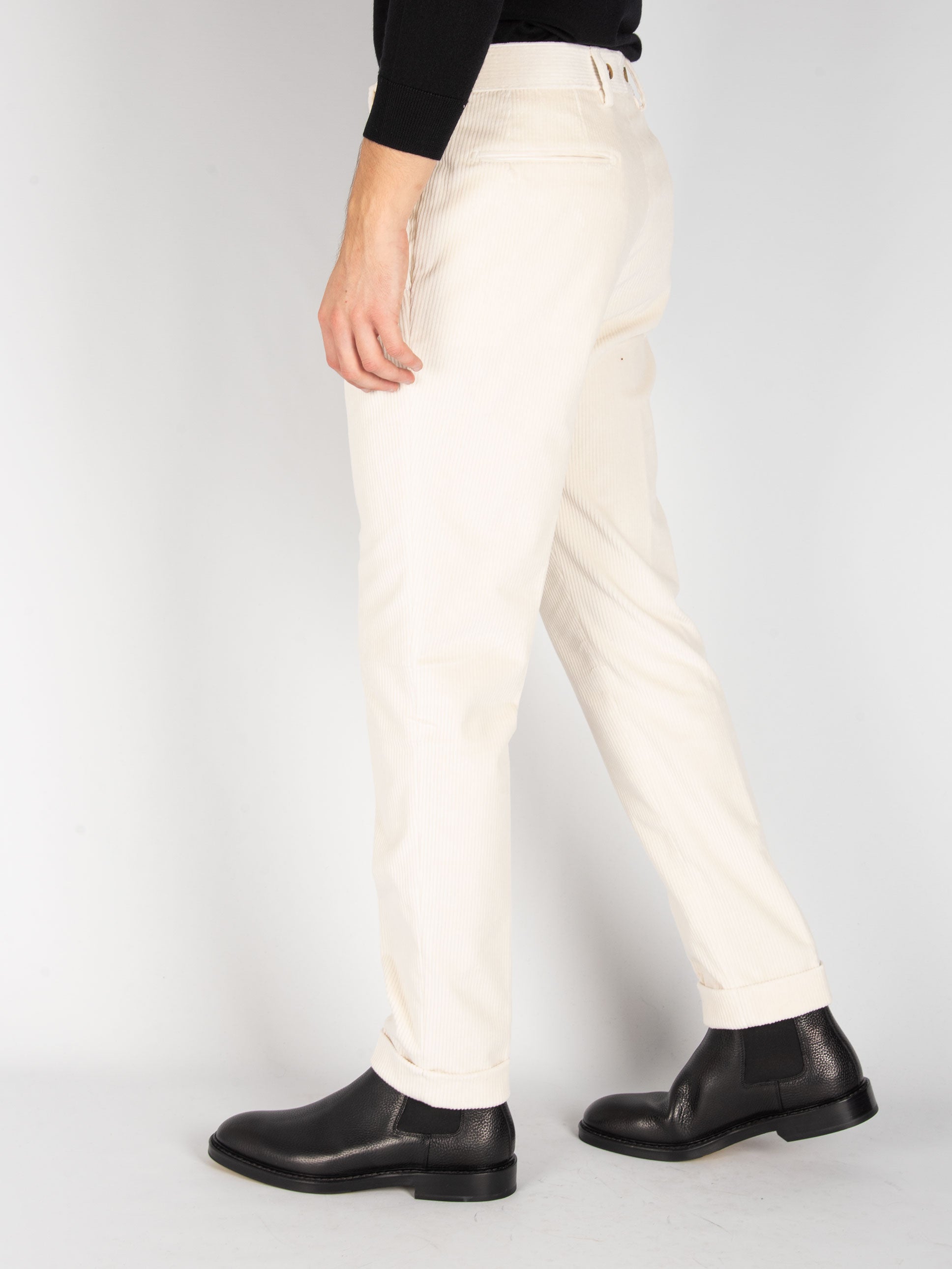 Pantalone 'Barber' Velluto - Bianco