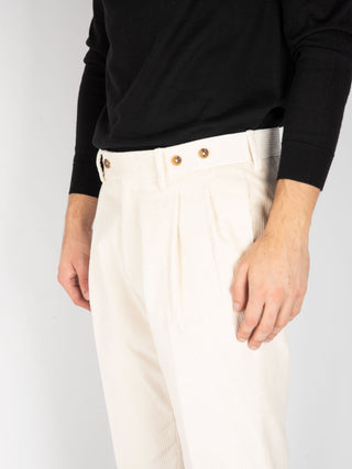 Pantalone 'Barber' Velluto - Bianco