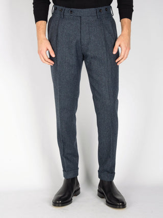 Pantalone 'Barber' Spinato - Blu