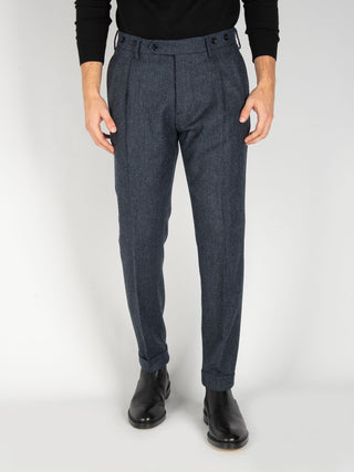 Pantalone 'Barber' Spinato - Blu