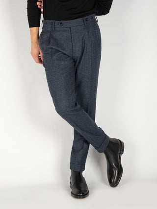 Pantalone 'Barber' Spinato - Blu