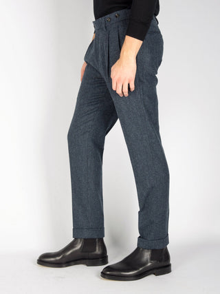 Pantalone 'Barber' Spinato - Blu