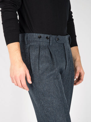 Pantalone 'Barber' Spinato - Blu