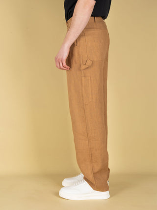 Pantalone in Lino - Tabacco