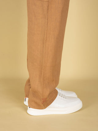 Pantalone in Lino - Tabacco