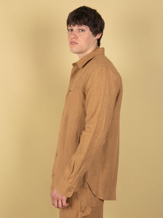 Camicia in Lino - Tabacco