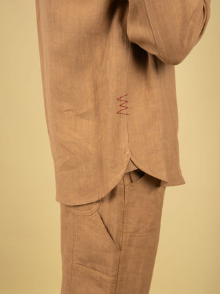 Camicia in Lino - Tabacco