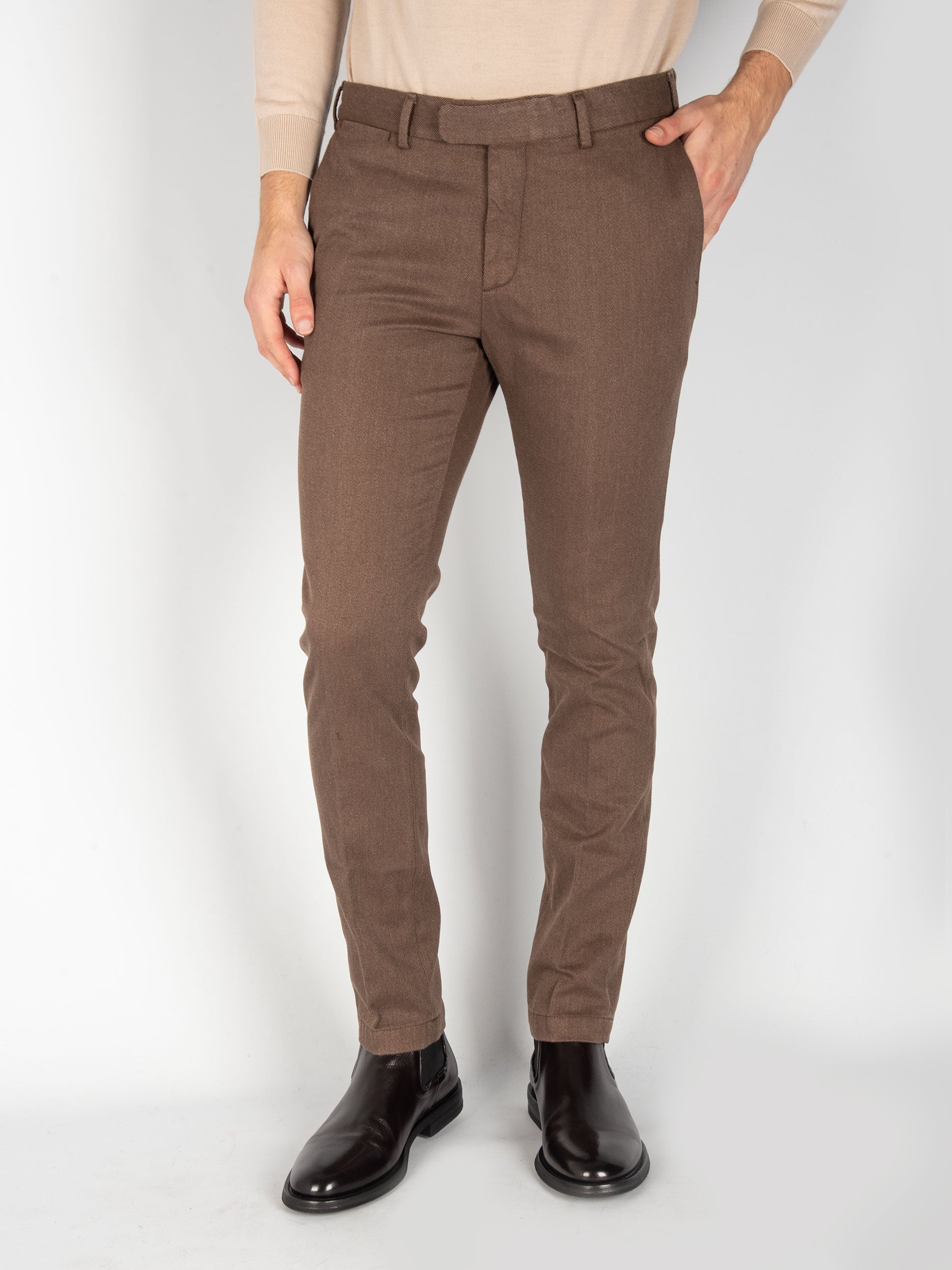 Pantalone Cotone Diagonale - Marrone