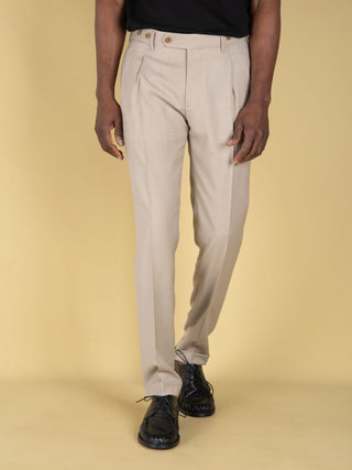 Pantalone Barber Long in Lana - Sabbia