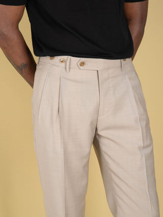 Pantalone Barber Long in Lana - Sabbia