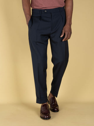 Pantalone Chiaia in Lana - Blu Navy