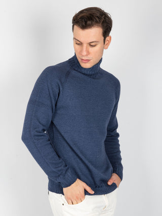 Maglia Dolcevita Raglan - Blu