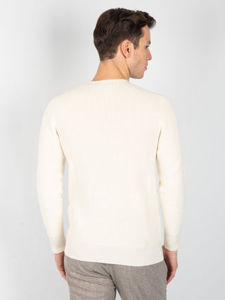 Maglia Girocollo Coste  - Crema