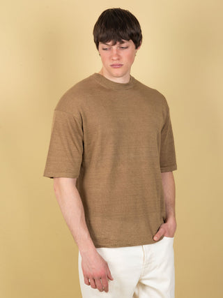 Maglia Over in Lino - Khaki