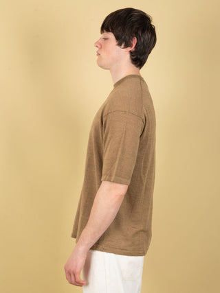 Maglia Over in Lino - Khaki