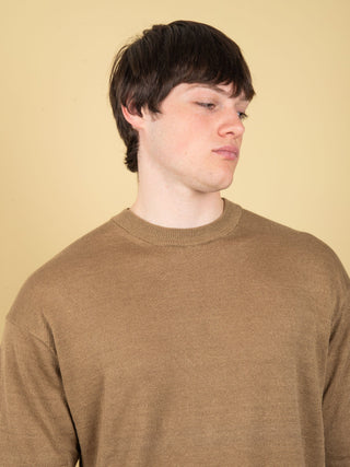 Maglia Over in Lino - Khaki