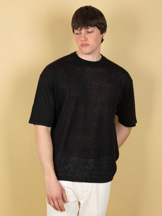 Maglia Over in Lino - Nero