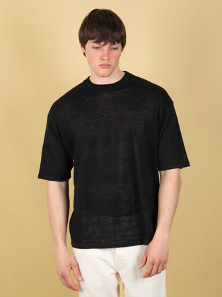 Maglia Over in Lino - Nero