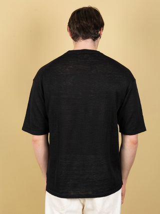 Maglia Over in Lino - Nero