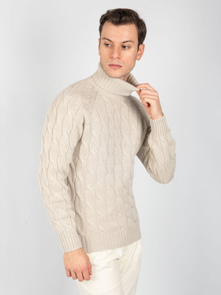 Maglia Trecce Dolcevita - Beige