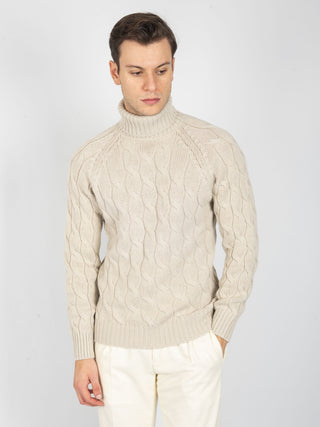 Maglia Trecce Dolcevita - Beige