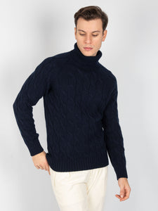 Maglia Trecce Dolcevita - Blu