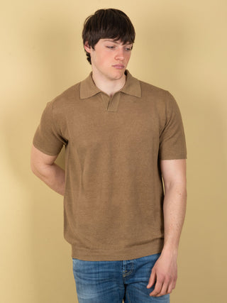 Polo in Piqué di lino - Khaki