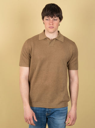 Polo in Piqué di lino - Khaki