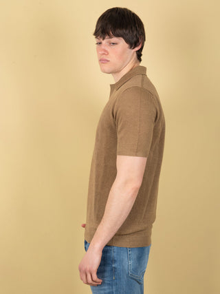 Polo in Piqué di lino - Khaki