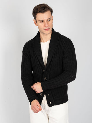 Maglia Cardigan 'Soldier' - Nero