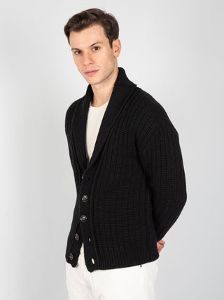 Maglia Cardigan 'Soldier' - Nero