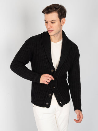 Maglia Cardigan 'Soldier' - Nero