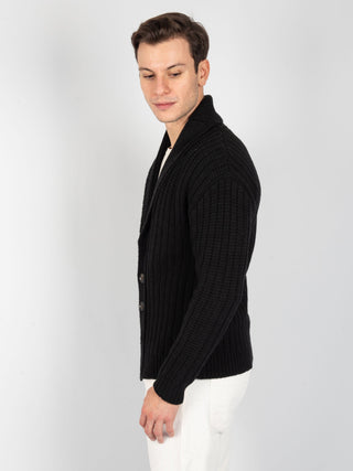 Maglia Cardigan 'Soldier' - Nero