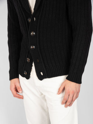 Maglia Cardigan 'Soldier' - Nero