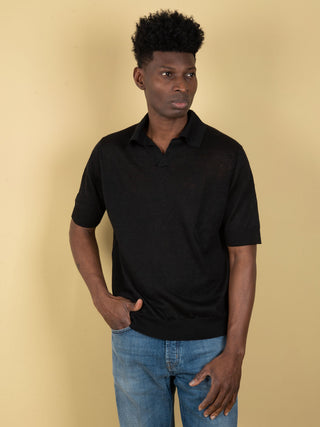 Polo in Lino - Nero