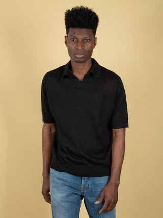 Polo in Lino - Nero
