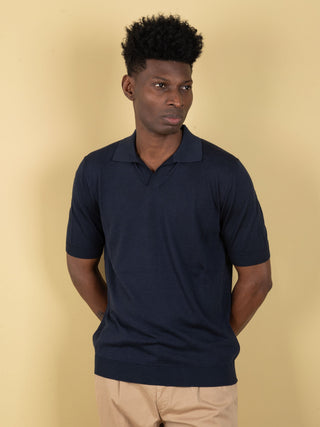 Polo in Seta - Blu Notte
