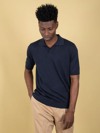 Polo in Seta - Blu Notte
