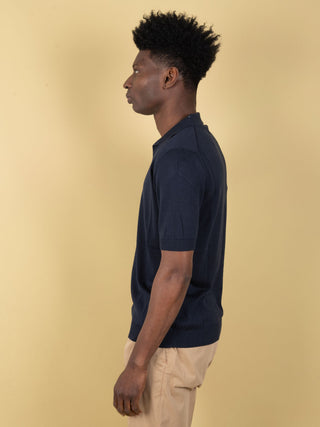 Polo in Seta - Blu Notte