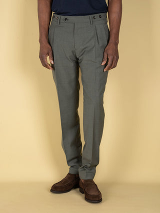 Pantalone Barber Long in Lana - Verde