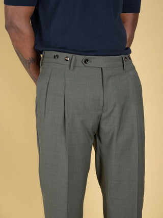 Pantalone Barber Long in Lana - Verde