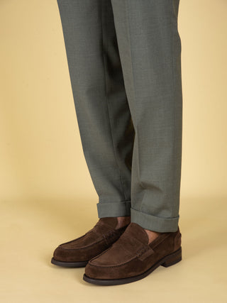 Pantalone Barber Long in Lana - Verde