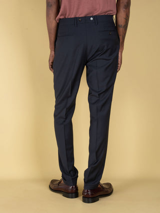 Pantalone Barber Long in Lana - Blu