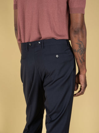 Pantalone Barber Long in Lana - Blu