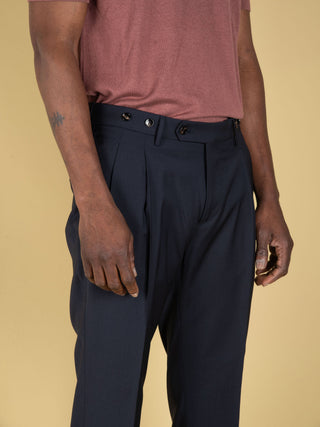 Pantalone Barber Long in Lana - Blu