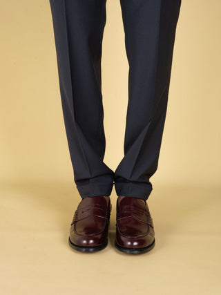 Pantalone Barber Long in Lana - Blu